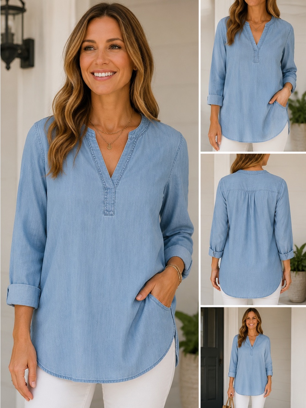 Liverpool Light Blue Denim Tunic Top